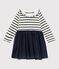 Baby girl's long-sleeved dress MARSHMALLOW white/SMOKING ARGENT BRILLANT