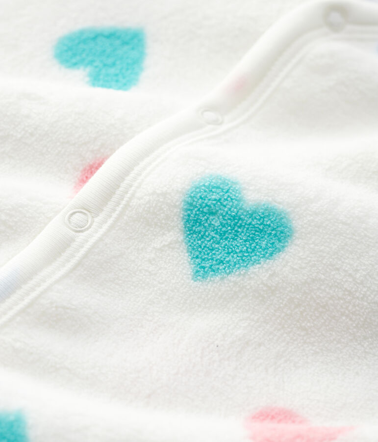 Babies' Heart Patterned Fleece Onesie white/multicolor
