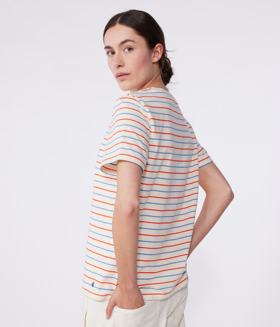 Women's Straight striped cotton T-Shirt AVALANCHE white/MULTICO