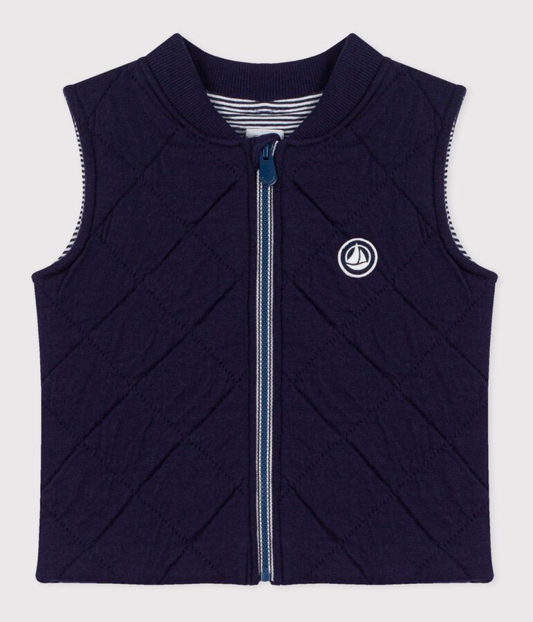 Babies' sleeveless quilted cotton puffer jacket blue