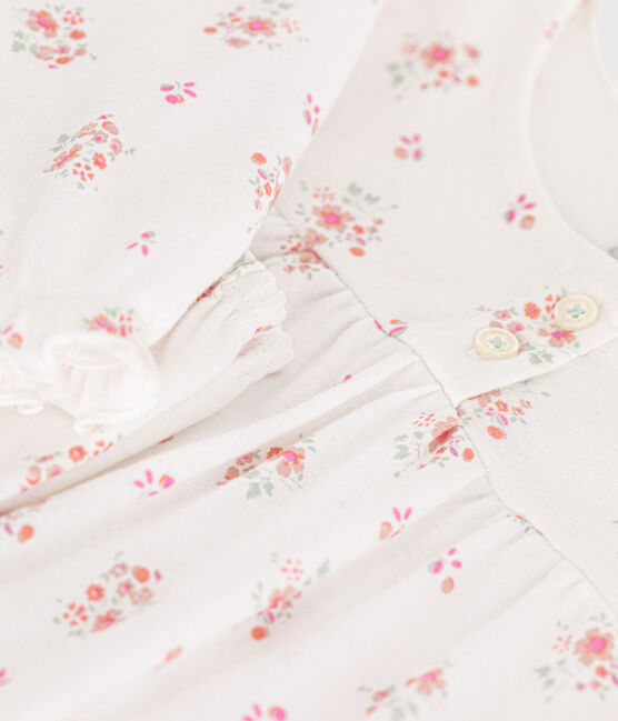 Children's floral printed cotton pyjamas MARSHMALLOW white/MULTICO white