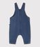 Babies' long-leg denim dungarees with a heart-shaped pocket blue