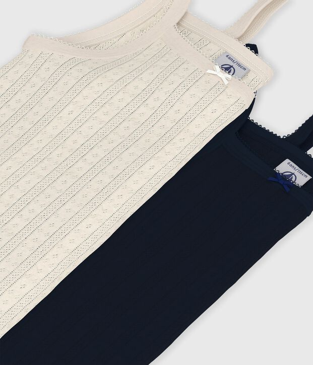 Pack of children's plain openwork tank tops multicolor