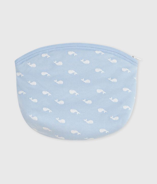 Babies' whale-print cotton bag blue/white