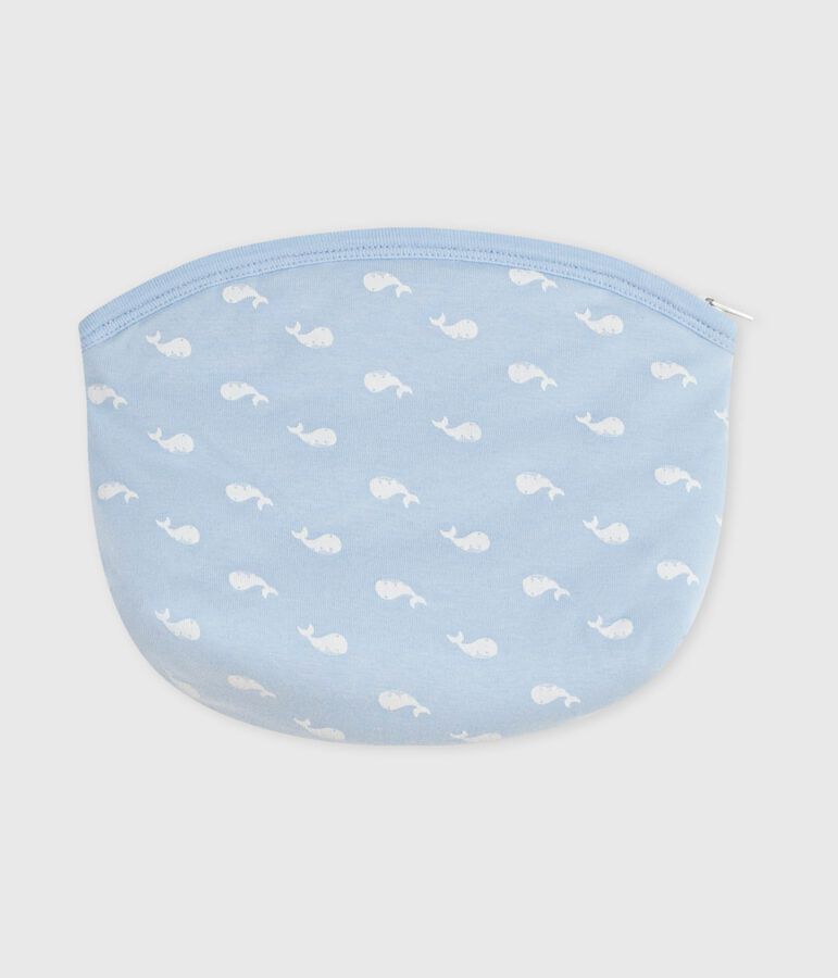 Babies' whale-print cotton bag TOUDOU blue/MARSHMALLOW white