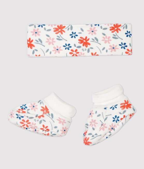 Baby Girls' Floral Organic Cotton Headband and Bootees Set variante 1