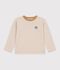 Children's long-sleeved stripy T-shirt beige/ecru/beige