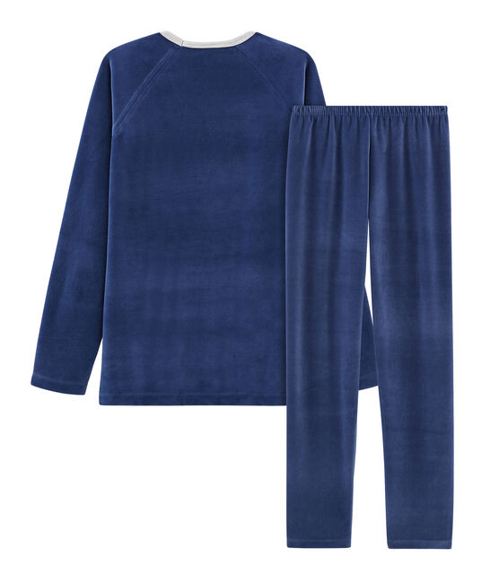 Boys' Velour Pyjamas MEDIEVAL blue/MAJOR blue