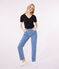 Women's iconic plain short-sleeved rib knit T-shirt BLACK black