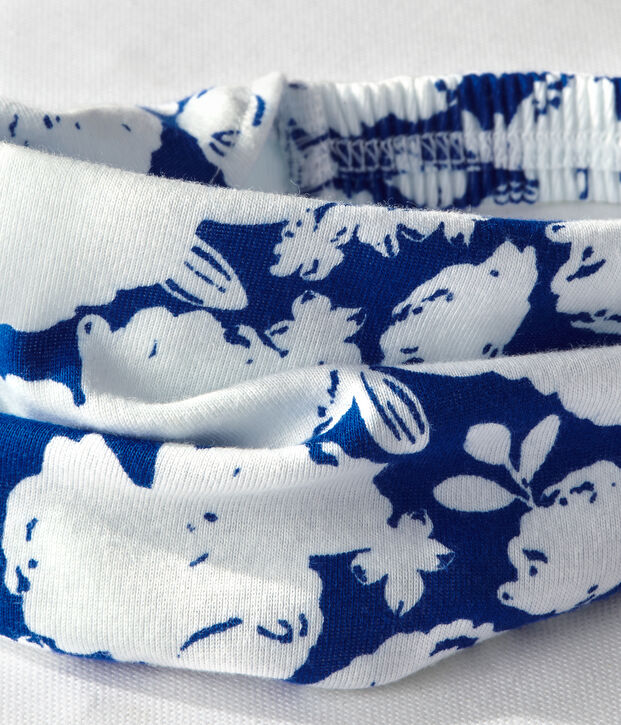 Girl's printed headscarf white/blue