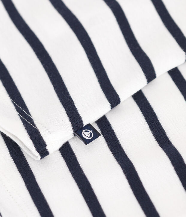 Babies' sleeveless stripy cotton blouse white/blue