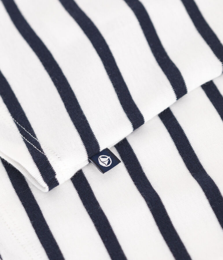 Babies' sleeveless stripy cotton blouse white/blue