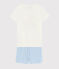 Girls' Summer Fruit Pattern Cotton Short Pyjamas MARSHMALLOW white/MULTICO white