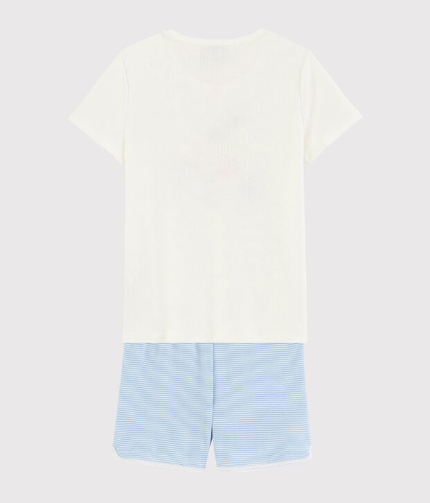 Girls' Summer Fruit Pattern Cotton Short Pyjamas white/multicolor
