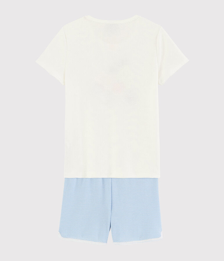 Girls' Summer Fruit Pattern Cotton Short Pyjamas white/multicolor