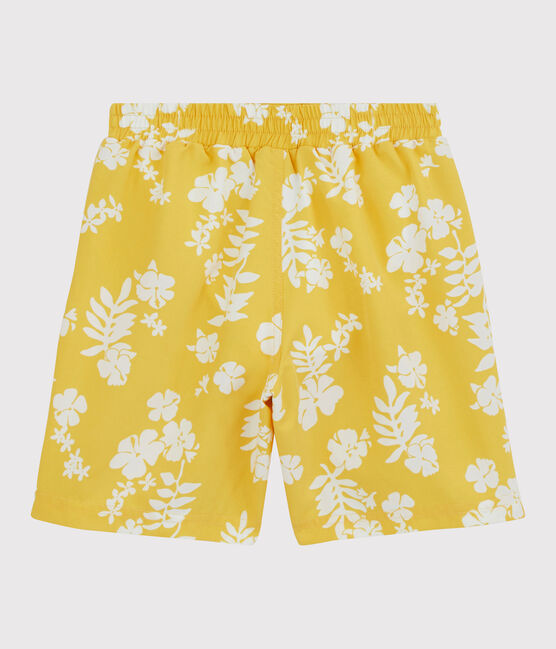 Boys' Printed Recycled Swimming Trunks ORGE yellow/MARSHMALLOW white