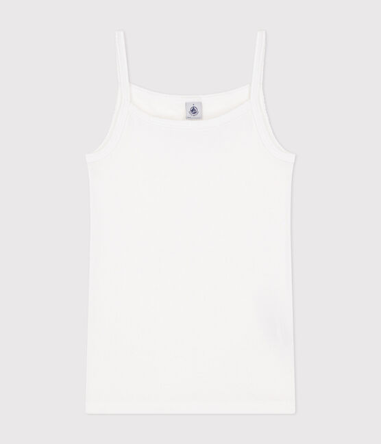 Women's cotton top with straps ECUME white
