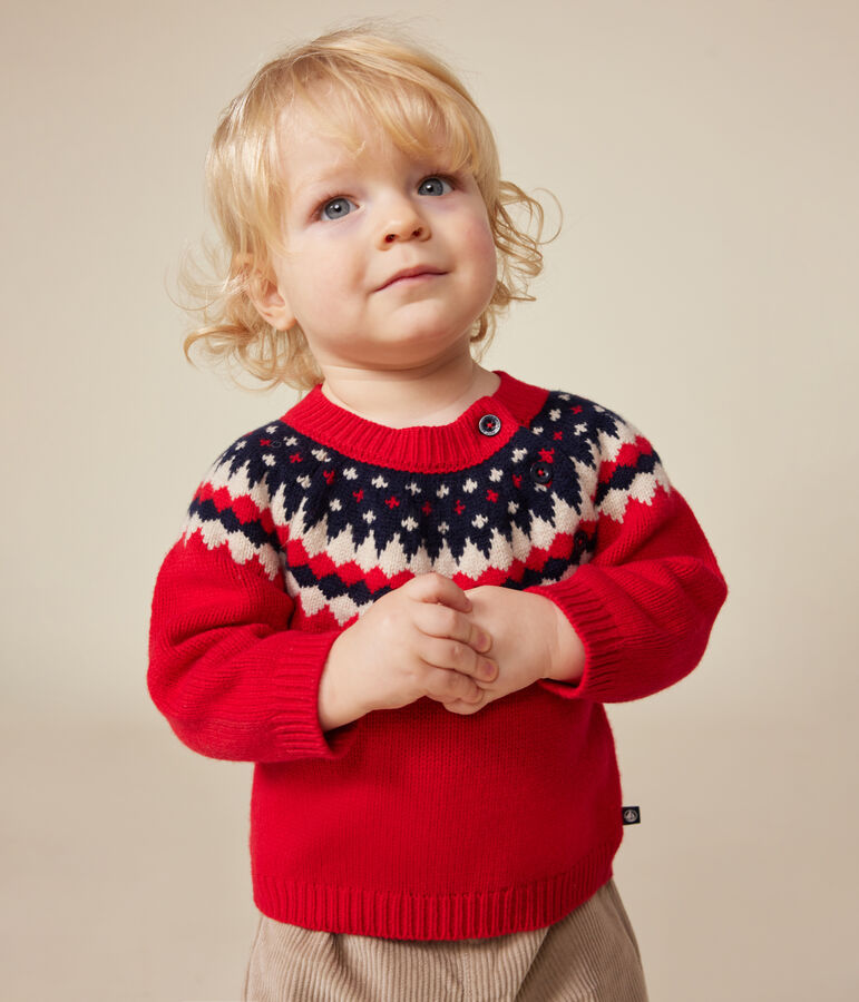 Babies' knitted jumper containing wool red/multicolor
