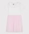 Children's short-sleeved cotton and tulle heart-patterned dress ECUME pink/BARELY