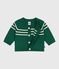 Babies' stripy wool and cotton knit cardigan WILLOW green/AVALANCHE