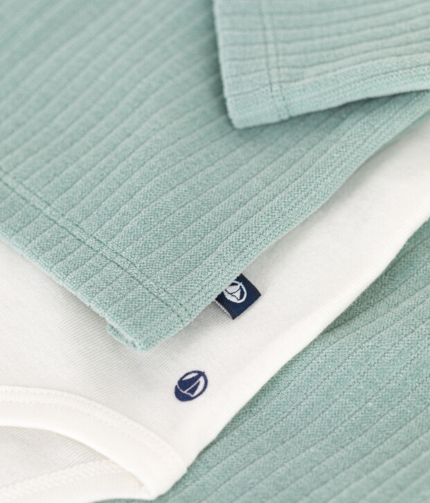 Babies' 3-piece set in velour green