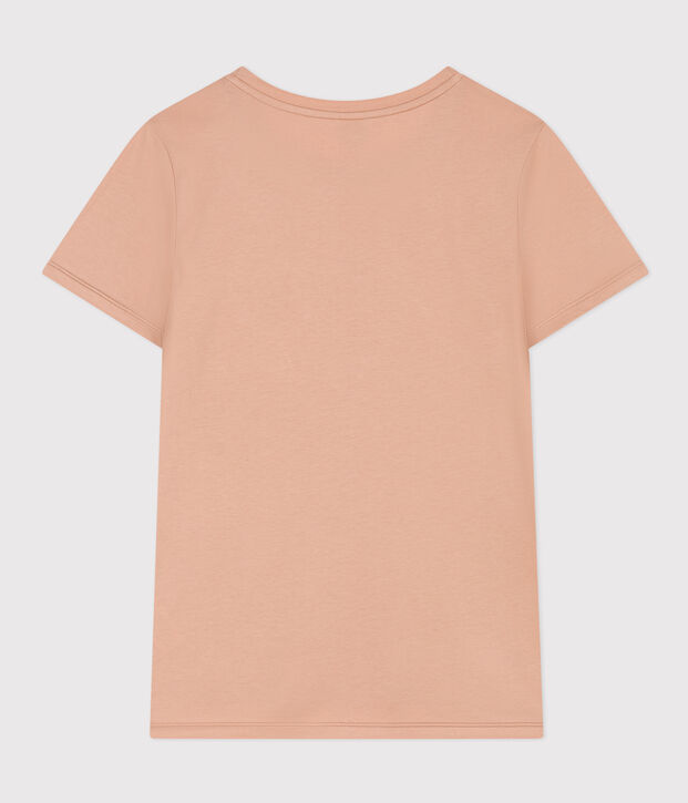 Women's Straight Round-Neck Cotton T-Shirt beige