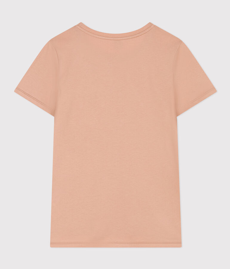 Women's Straight Round-Neck Cotton T-Shirt beige