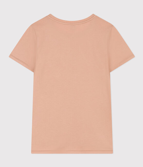 Women's Straight Round-Neck Cotton T-Shirt VINTAGE beige