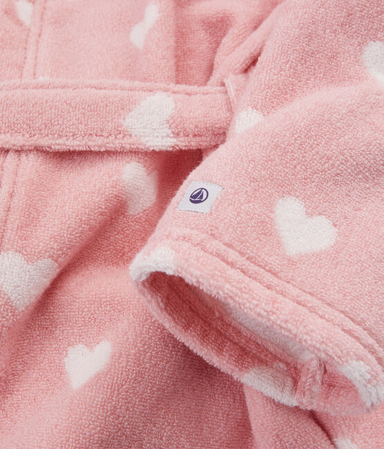Girls' Terry Bathrobe CHARME pink/MARSHMALLOW white