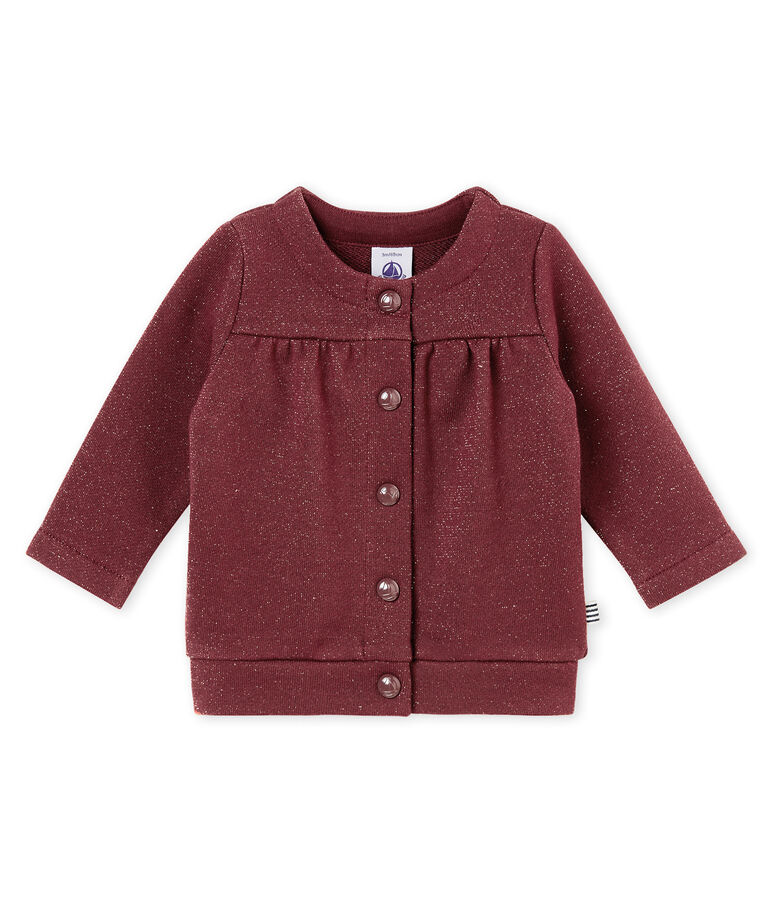 Baby girl's shiny cotton sweatshirt cardigan red/yellow