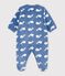 Babies' onesie in whale-print fleece blue/white