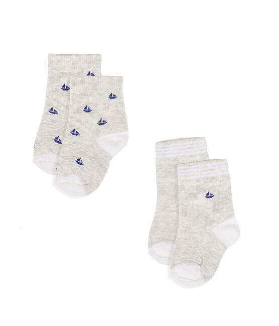 Set of 2 pairs of socks for baby boys BELUGA CHINE grey