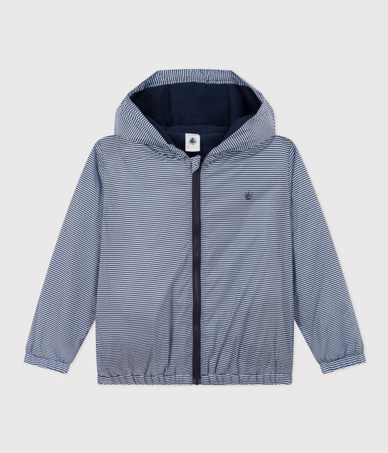Children's unisex recycled polyester warm windbreaker SMOKING blue/MARSHMALLOW white
