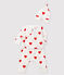 Babies' Red Heart Pattern Organic Cotton Clothing - 3-Piece Set MARSHMALLOW white/TERKUIT red