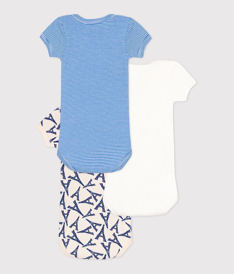 Babies' Paris-themed short-sleeved cotton bodysuits - 3-Pack multicolor