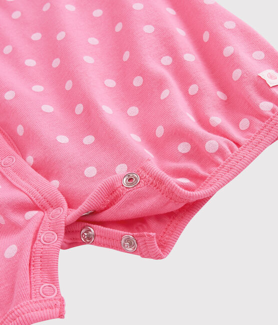 Babies' Spotted Cotton Playsuit PETAL pink/ECUME white