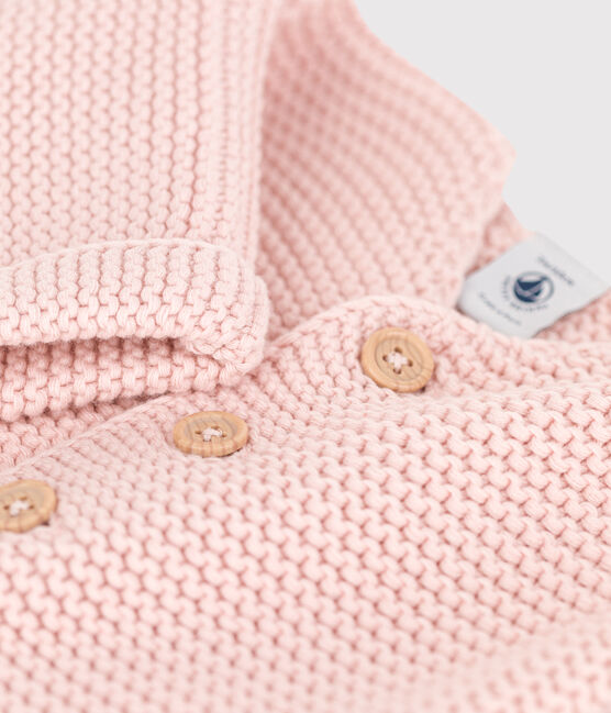 Babies' Moss Stitch Cotton Cardigan SALINE pink
