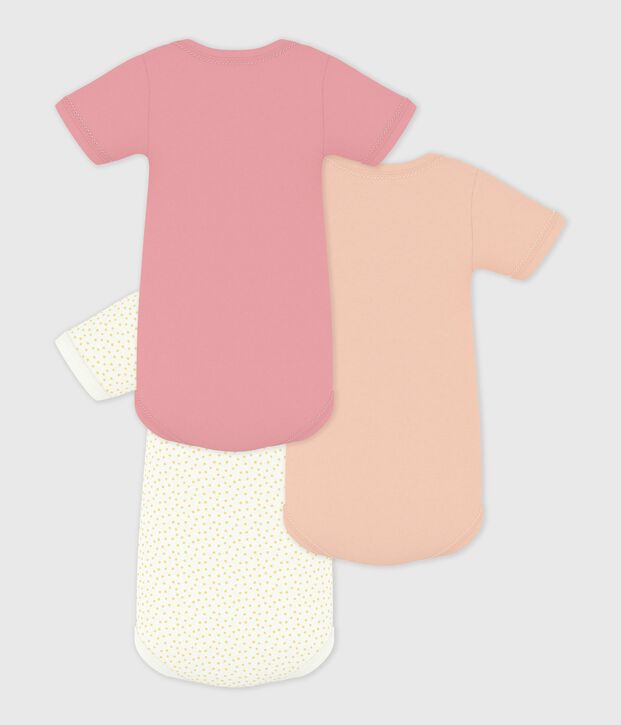 Pack of babies' plain short-sleeved printed cotton bodies multicolor