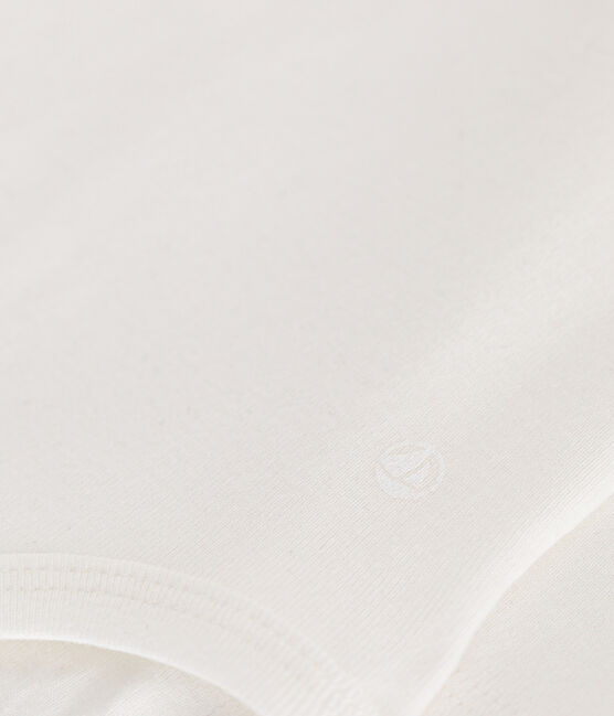 Babies' Long-Sleeved Roll Neck Cotton Bodysuit MARSHMALLOW white