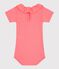 Babies' plain cotton body with a collar pink