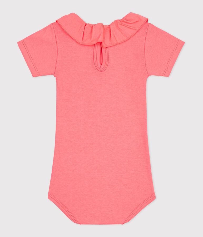 Babies' plain cotton body with a collar pink