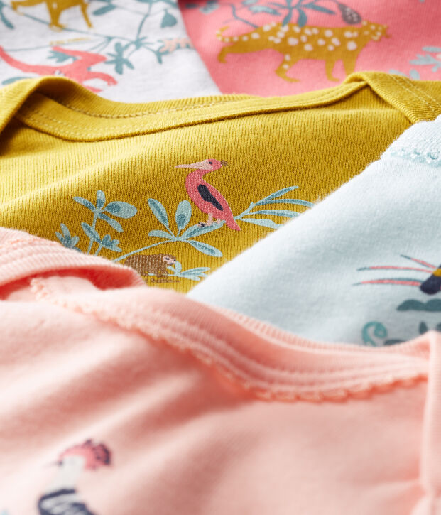 Baby Girls' Short-Sleeved Bodysuit - Set of 5 multicolor