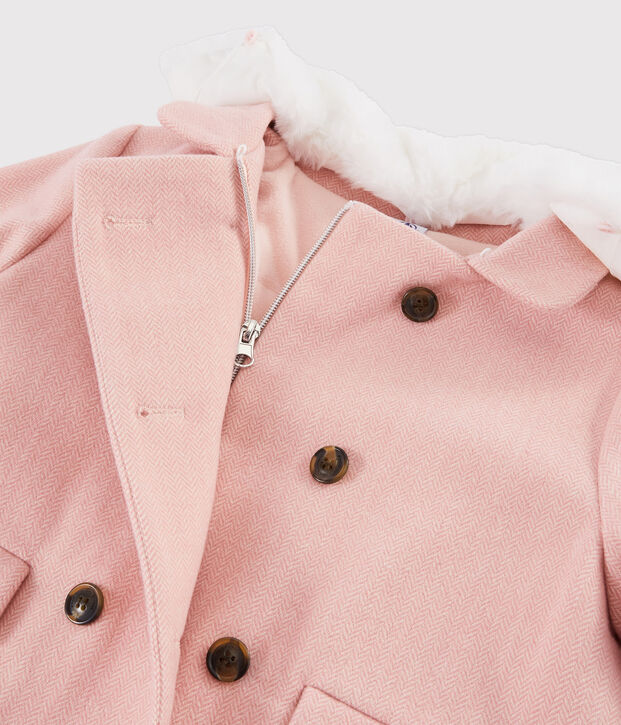 Girls' woollen coat pink
