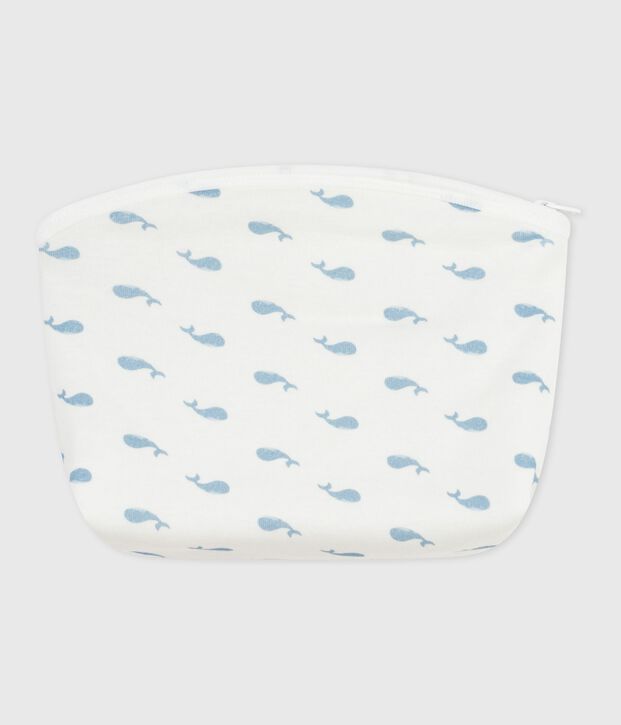 Babies' whale-print cotton bag white/blue