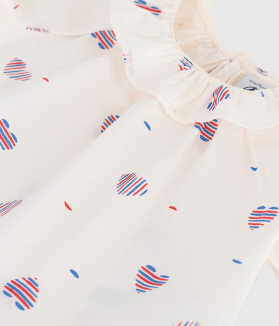 Babies' short-sleeved blouse in cotton with a heart print AVALANCHE white/MULTICO