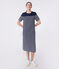 Women's long striped cotton dress SMOKING blue/MARSHMALLOW white