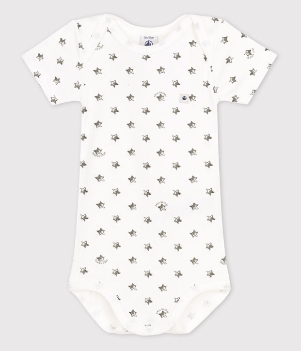 Babies' Short-Sleeved Bodysuit white/grey/blue