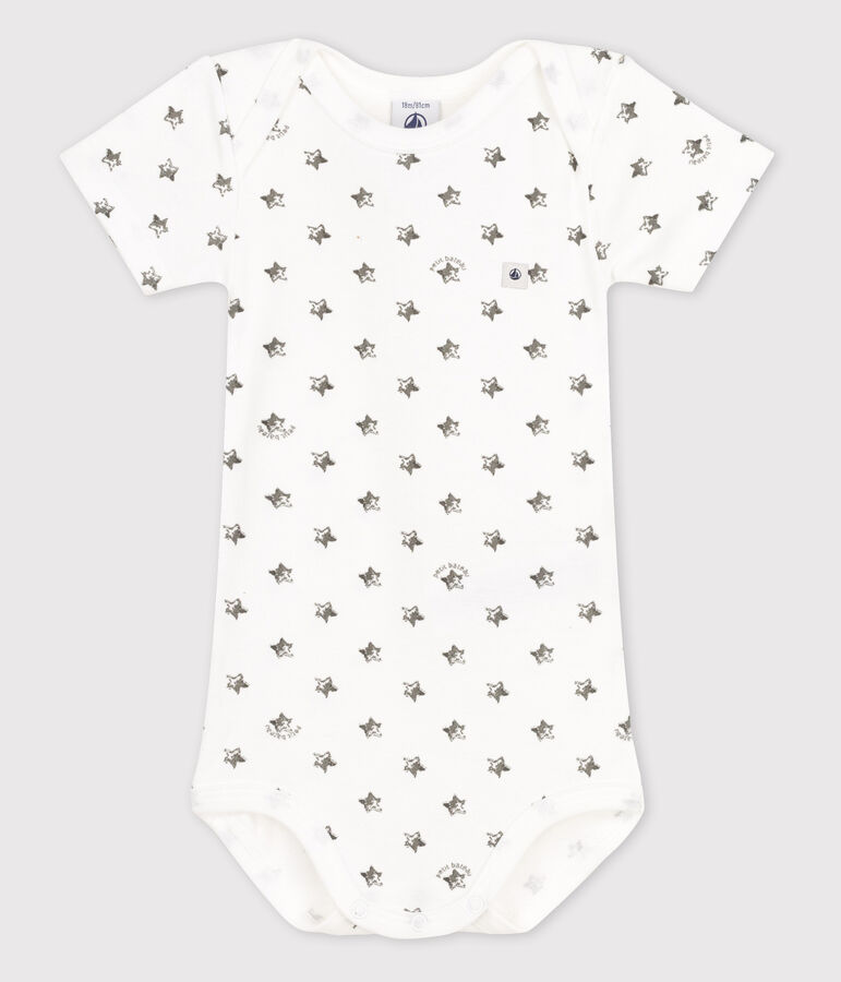 Babies' Short-Sleeved Bodysuit white/grey/blue