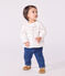Babies' long-sleeved cotton poplin blouse with a collar and embroidery ECUME white