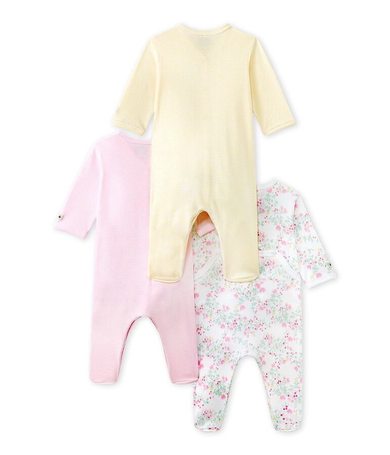 Set of three baby girl's sleepsuits white